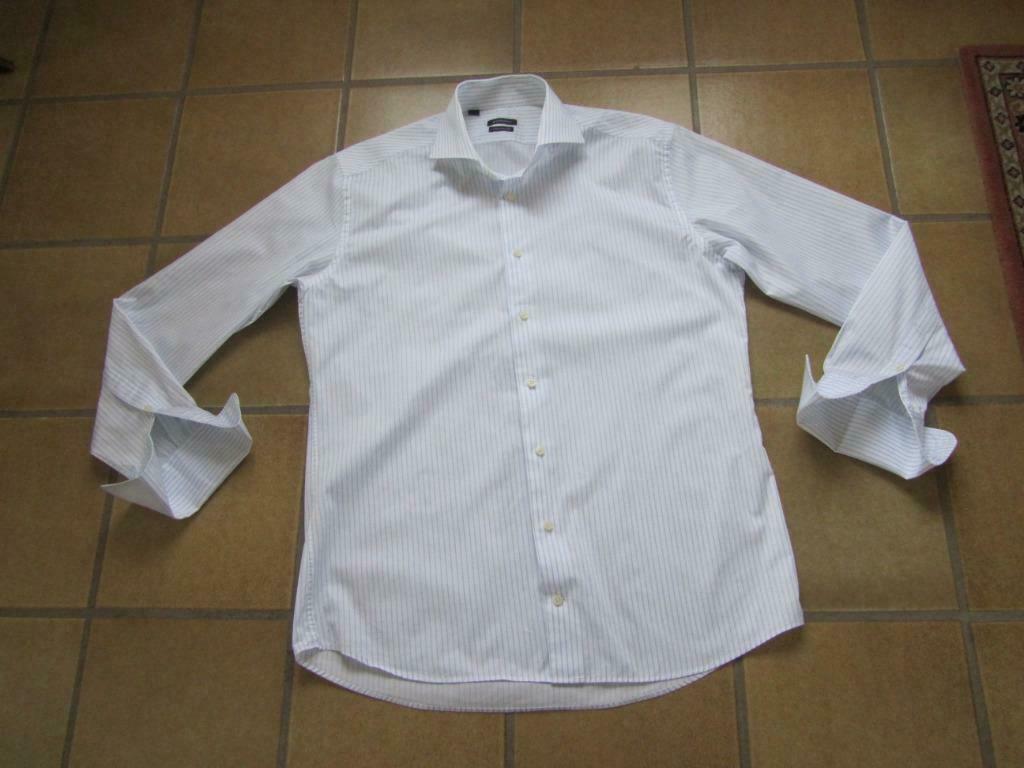 Suitsupply  wit /blauw gestreept overhemd maat 42/16,5, Blauw, Ophalen of Verzenden, Halswijdte 41/42 (L), Gedragen