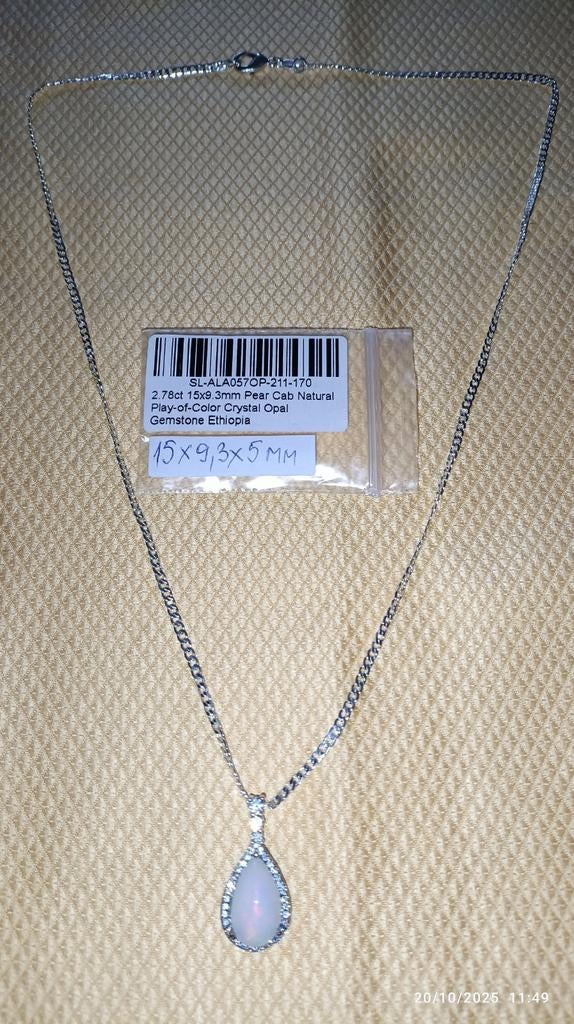 Beau pendentif avec grande opale naturelle d'Éthiopie, Neuf, Enlèvement ou Envoi, Argent, Autres matériaux