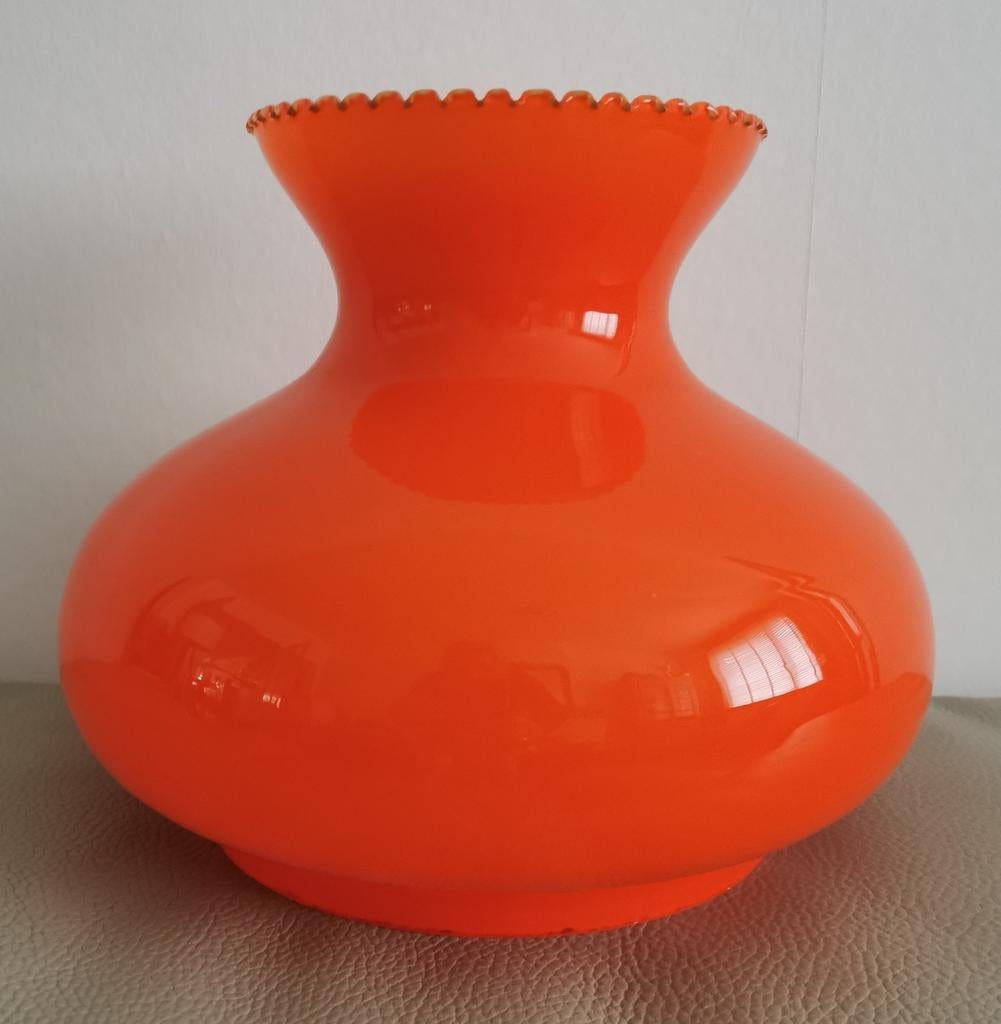 vintage, retro opaline oranje opzet lampkap, Ophalen of Verzenden, Gebruikt