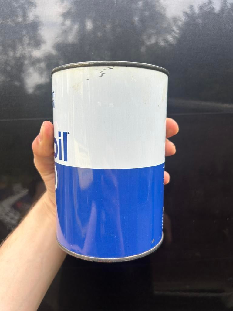 Bidon d’huile Olieblik olie blik oil can Mobil mobiloil full, Verzamelen, Ophalen of Verzenden