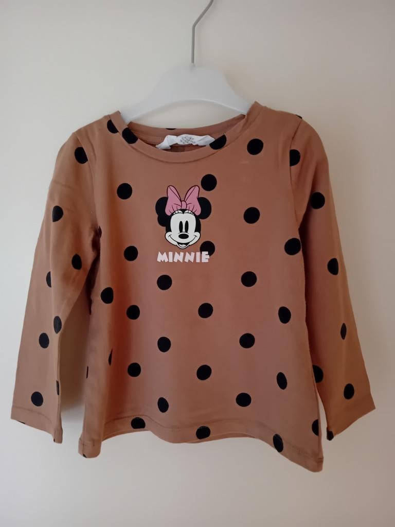 Bruine longsleeve Mini Mouse, Kinderen en Baby's, Kinderkleding | Maat 92, Ophalen of Verzenden, Gebruikt, H&M, Meisje