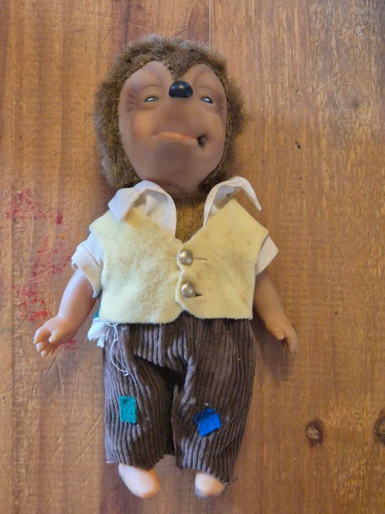 Mecki Steiff pop Egel zeldzaam vintage 1950  25cm, Ophalen of Verzenden, Gebruikt, Overige typen