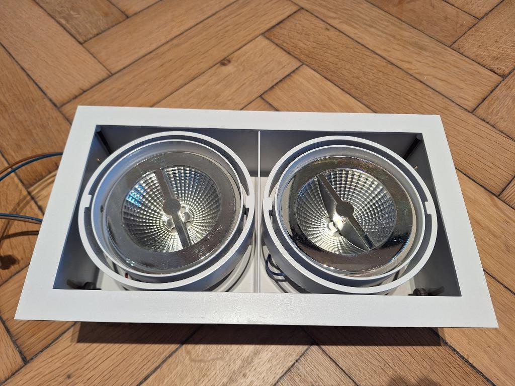 8 spots doubles encastrables Delta light AR 111 ampoule led, LED, Spot encastrable ou Spot mural, Comme neuf, Enlèvement