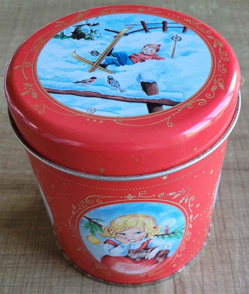 *retro* blikken doos - thema kinderen, winter, Kerst, Verzamelen, Ophalen of Verzenden, Gebruikt