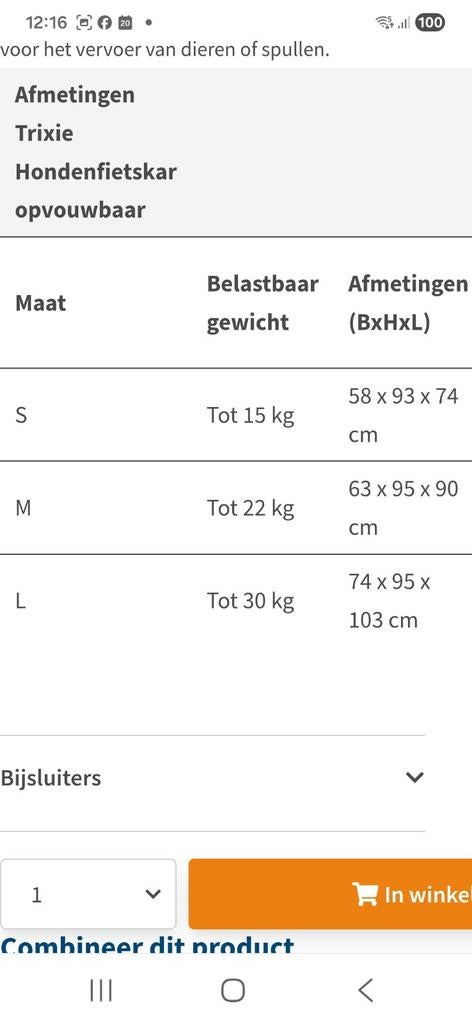 Hondenfiets /wandelkar, Ophalen