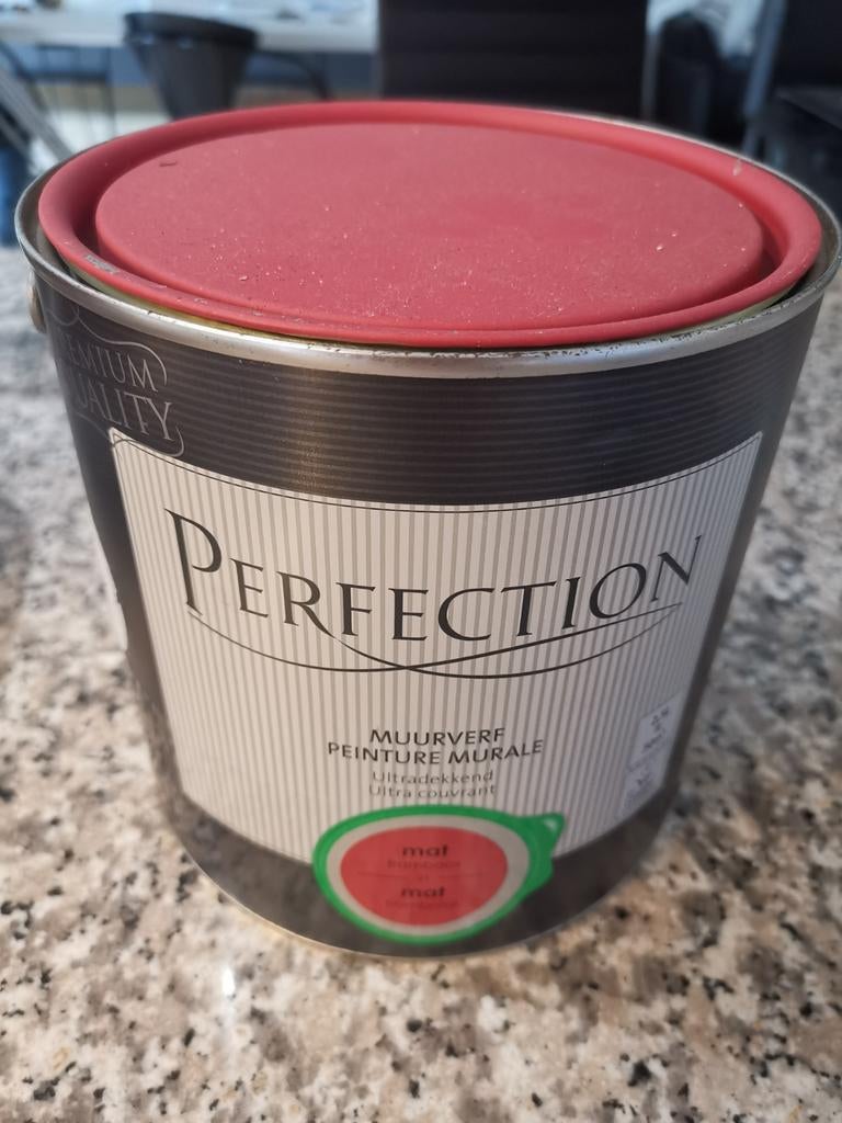 Nieuw, pot verf 2.5 liter 'framboos mat', merk perfection, Doe-het-zelf en Bouw, Verf, Beits en Lak, Ophalen of Verzenden, Nieuw