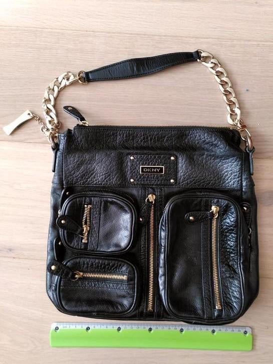 Sac à main en cuir noir et doré de la marque DKNY, Enlèvement, Comme neuf, Sac à main