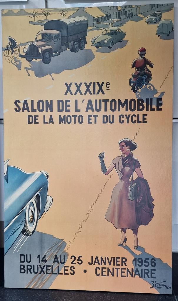 Oude Affiches Autosalon , verschillende jaartallen., Ophalen, Gebruikt