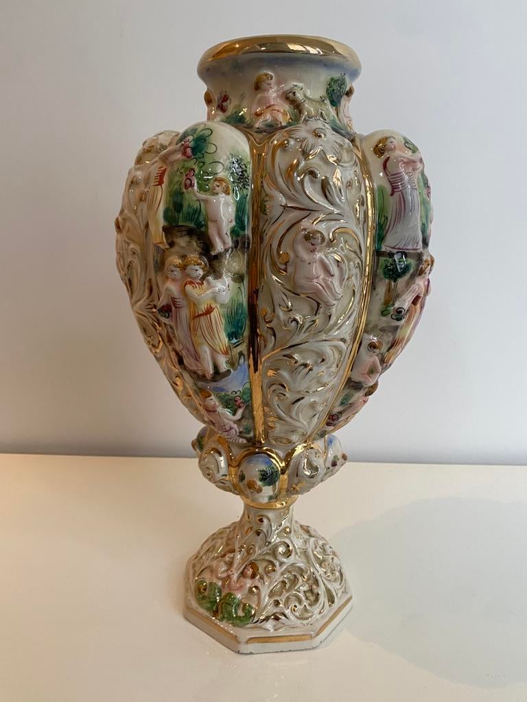 Mooie capodimonte vaas, hoogte 46cm, Enlèvement, Comme neuf, Moins de 50 cm