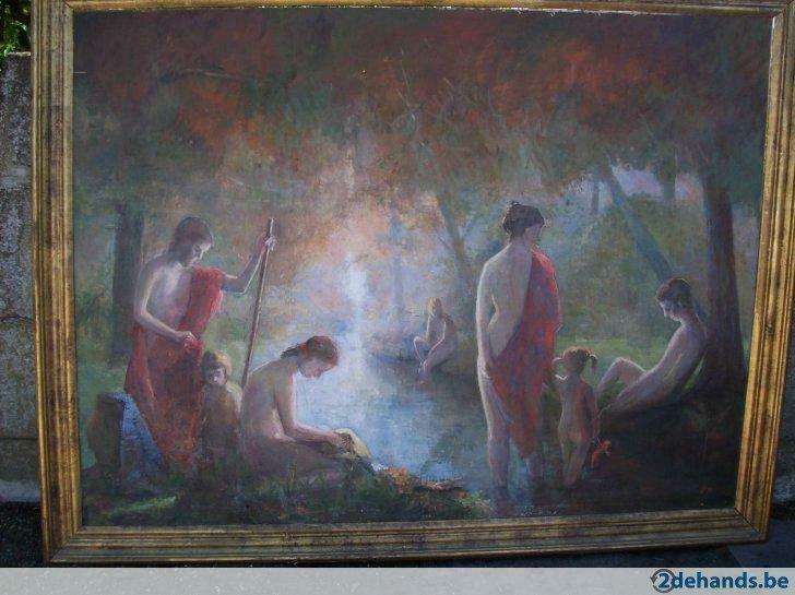 Au bord de l'eau - Greg Maes, Antiquités & Art, Art | Peinture | Moderne, Enlèvement, Peinture à l'huile