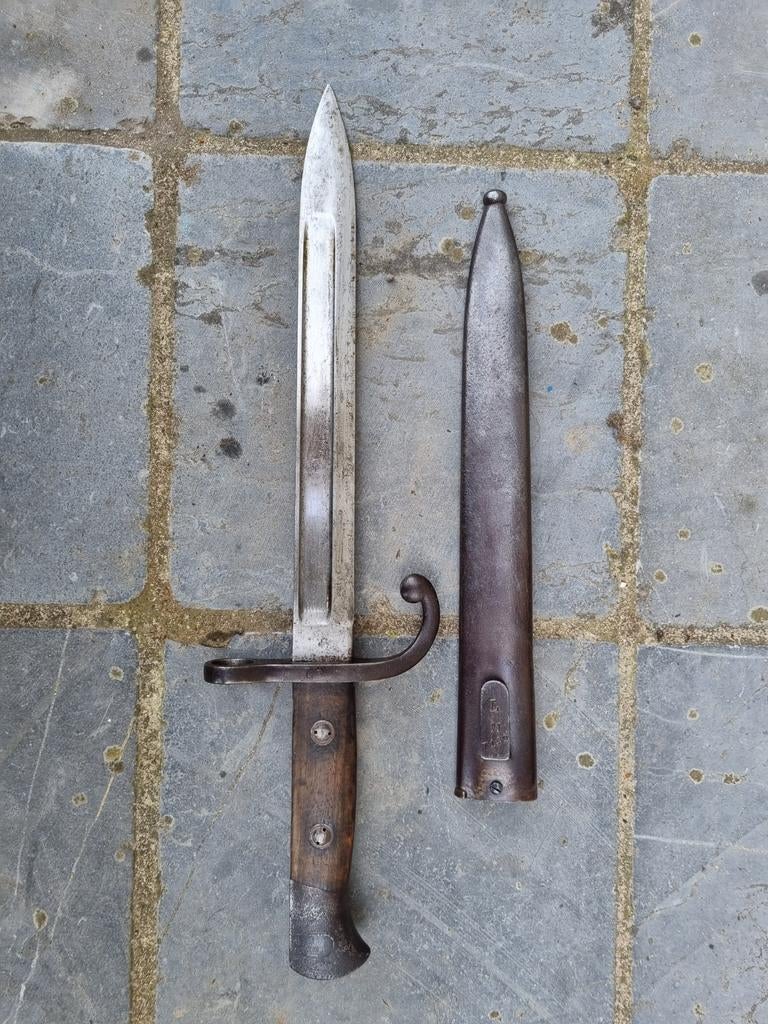 Belgische M 1889 nummergelijk bajonet 12de linie LM7142, Ophalen of Verzenden