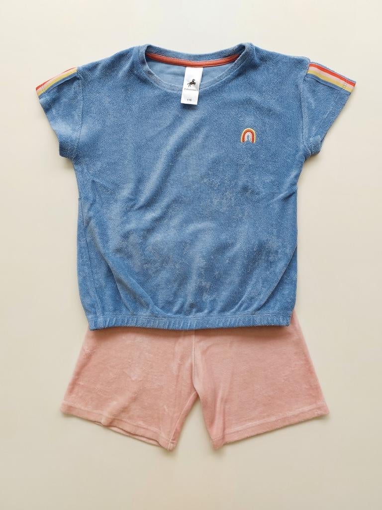 Setje in badstof - maat 116, Kinderen en Baby's, Meisje, Ophalen of Verzenden, Zo goed als nieuw, Setje