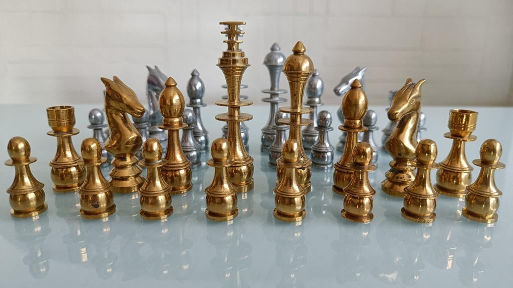 Metalen luxe schaakstukken., Ophalen of Verzenden