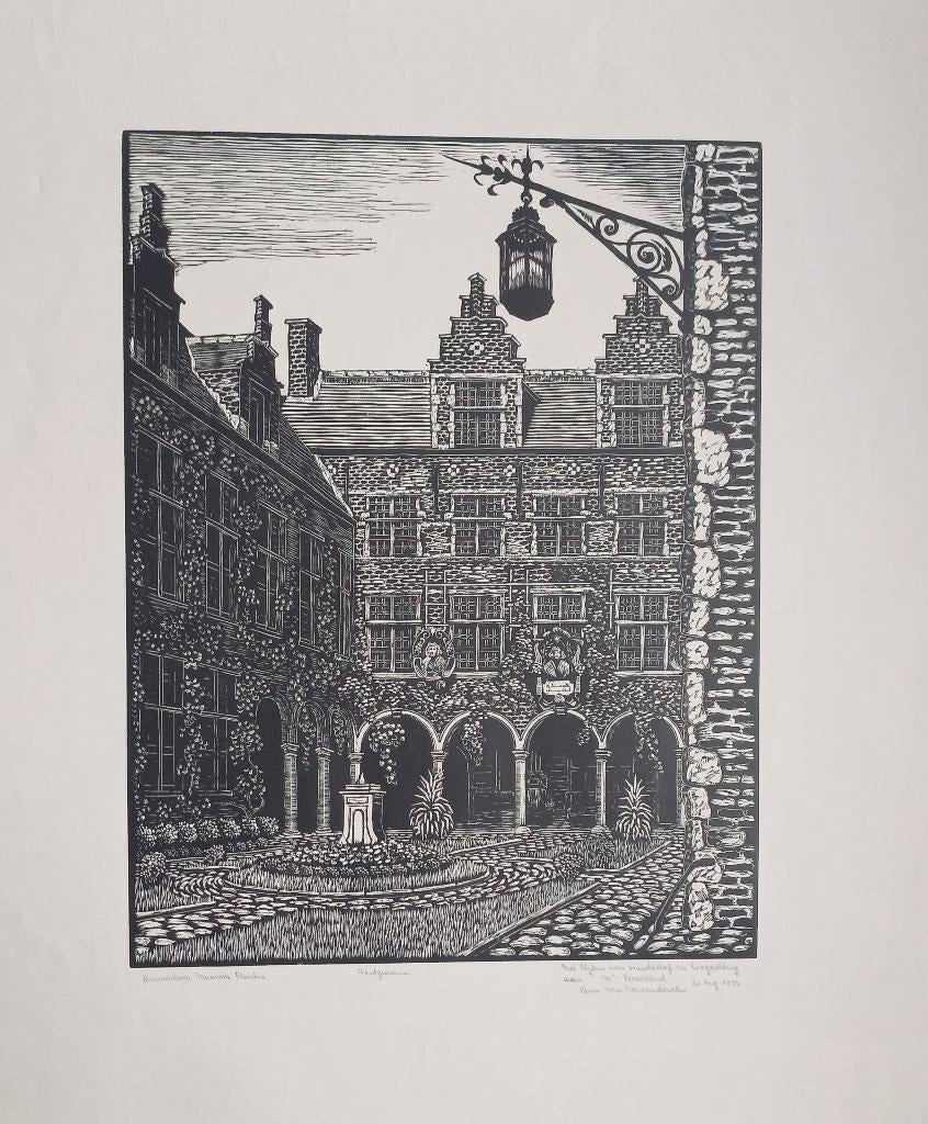 Camiel Van Haesendonck Houtgravure 1954 gesigneerd Plantin, Ophalen of Verzenden