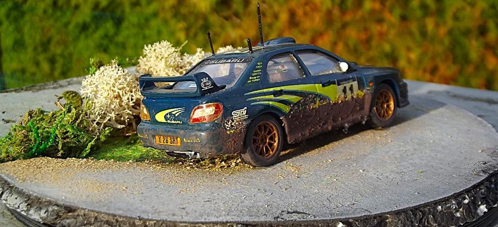 Diorama Subaru Impreza S8 WRC P. Solberg Tour de Corse 2002, Ophalen, Gebruikt, 1:35 tot 1:50, Diorama