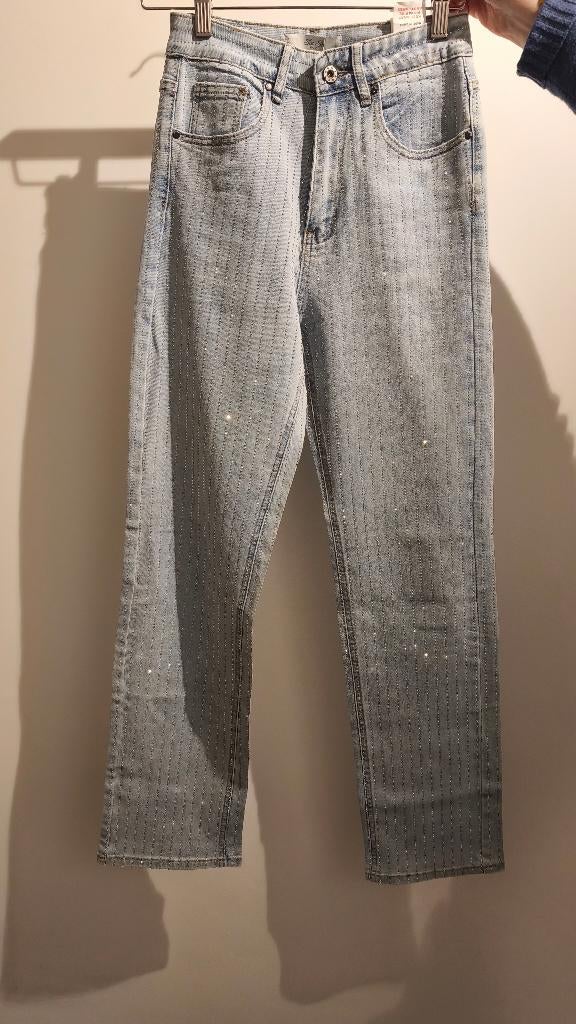 Broek met glitters, Kleding | Dames, Blauw, Ophalen of Verzenden, Zo goed als nieuw, Maat 34 (XS) of kleiner