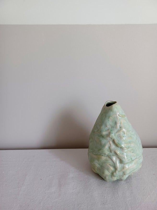 Originele Des Pots - gedetailleerd vaasje - kool - mintgroen, Huis en Inrichting, Overige kleuren, Aardewerk of Porselein, Ophalen of Verzenden