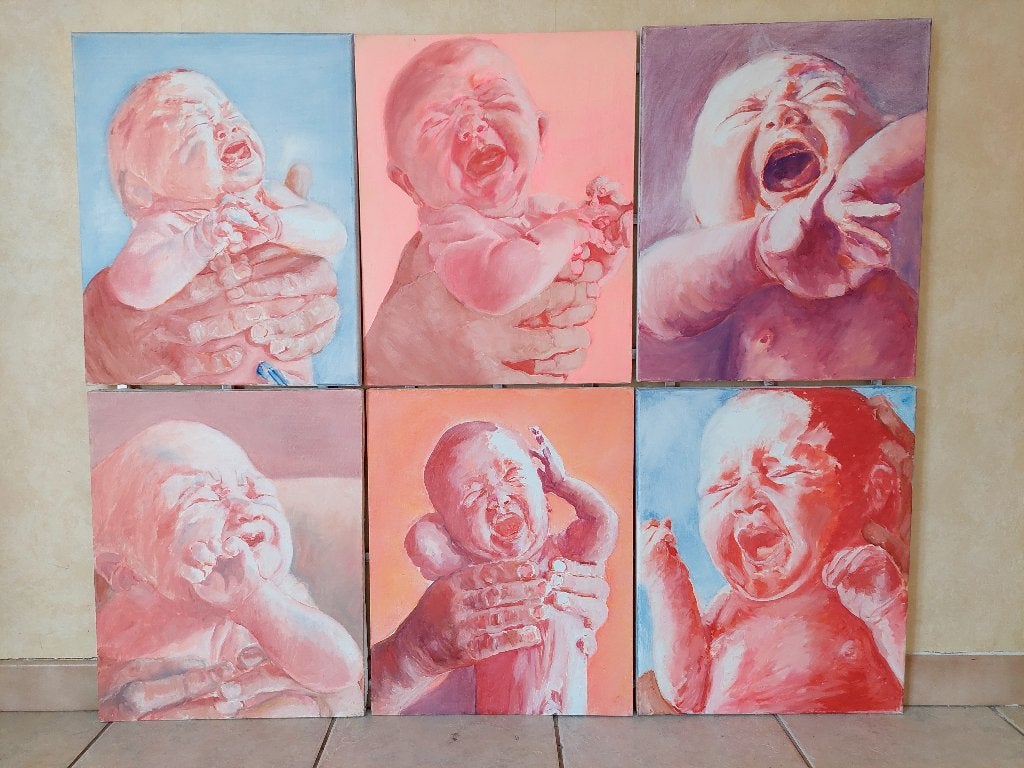 schilderij, Antiquités & Art, Abstrait, Textile, Peinture à l'huile, Enlèvement