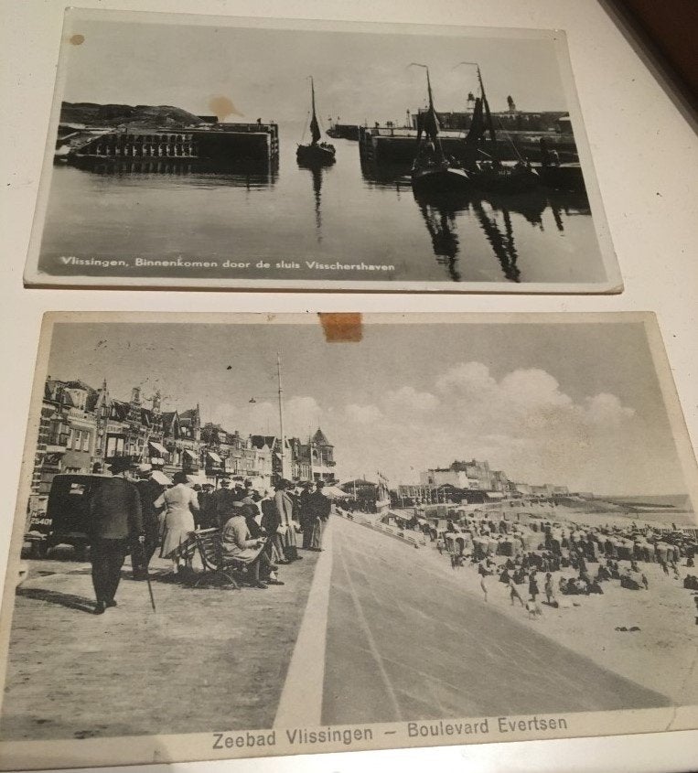 2 postkaarten Vlissingen - Boulevard Evertsen - Sluis Visser, Verzamelen, Ophalen of Verzenden