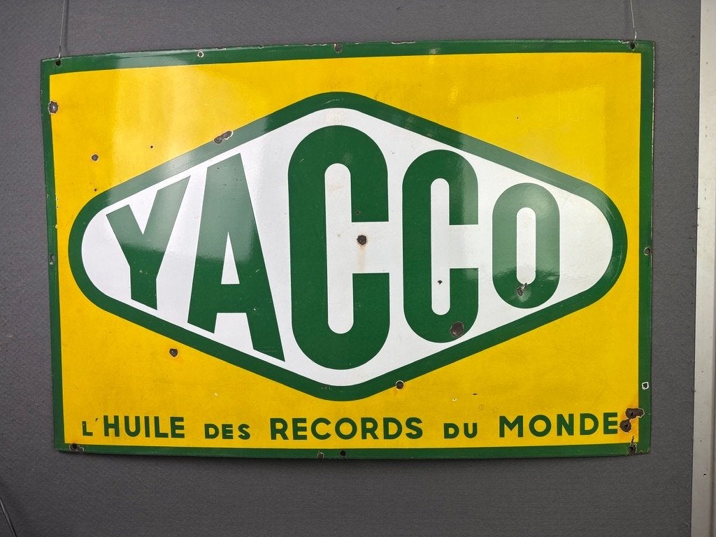 yacco emaille reclamebord 100x66 cm, Verzamelen, Merken en Reclamevoorwerpen, Ophalen of Verzenden, Gebruikt, Reclamebord