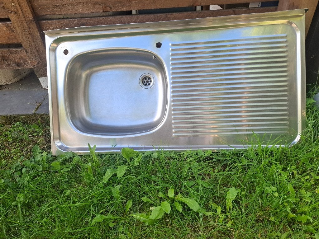 Evier en inox avec un bac et un égouttoir  (100x50cm), Maison & Meubles, Enlèvement, Utilisé, 50 à 100 cm, 100 à 150 cm