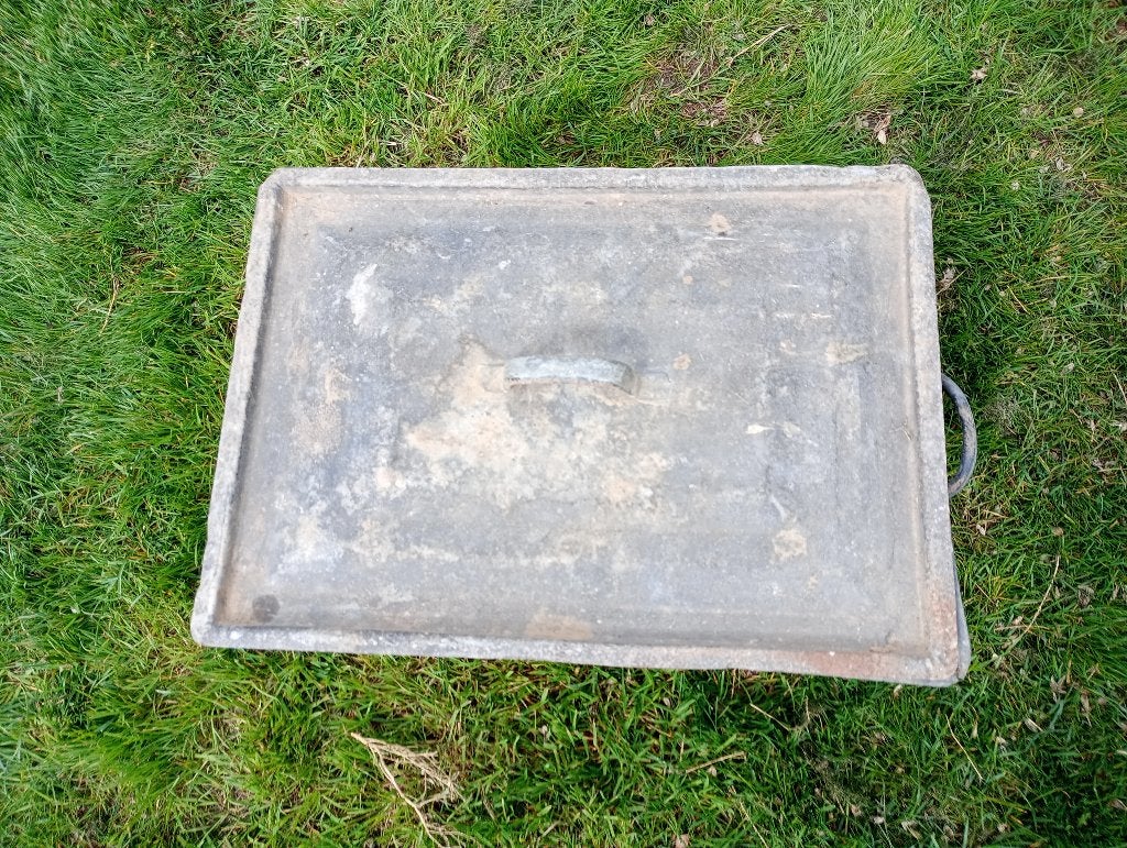 Ancien tonneau rectangulaire en zinc avec couvercle, Enlèvement, Utilisé, Autres matériaux, Autres types