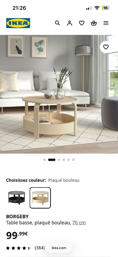 Table basse ronde, Maison & Meubles, Enlèvement, Comme neuf, Rond