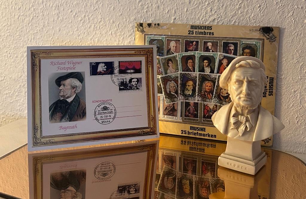 Wagner collection : buste, carte, timbres compositeurs, Enlèvement ou Envoi, Non oblitéré, Autres thèmes