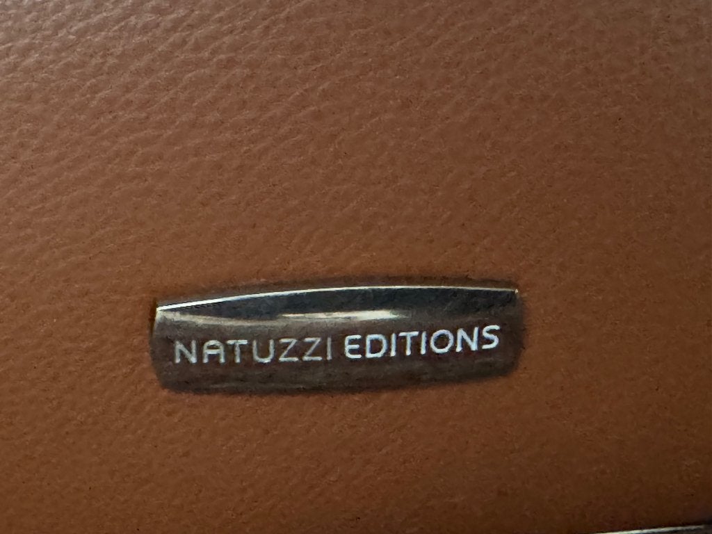 Natuzzi cognac lederen poef., Enlèvement, Neuf, Cuir, Leder
