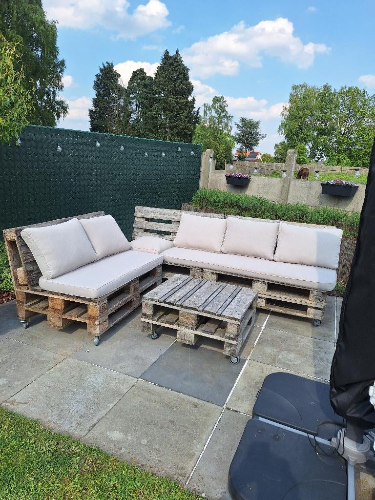 Palet loungeset, Tuin en Terras, Ophalen, Gebruikt, 6 zitplaatsen, Loungeset