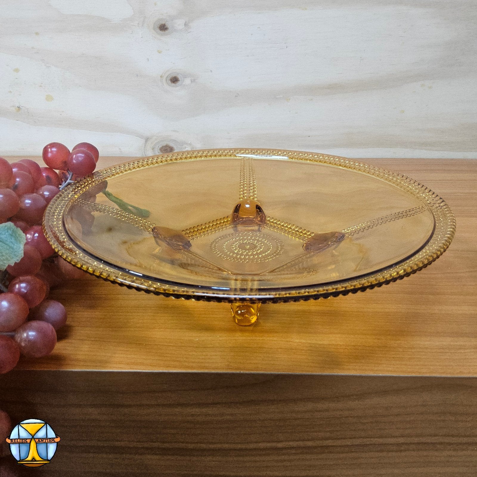 Vintage Art Deco Amber Glazen Candlewick (fruit) Schaal, Antiek en Kunst, Ophalen of Verzenden