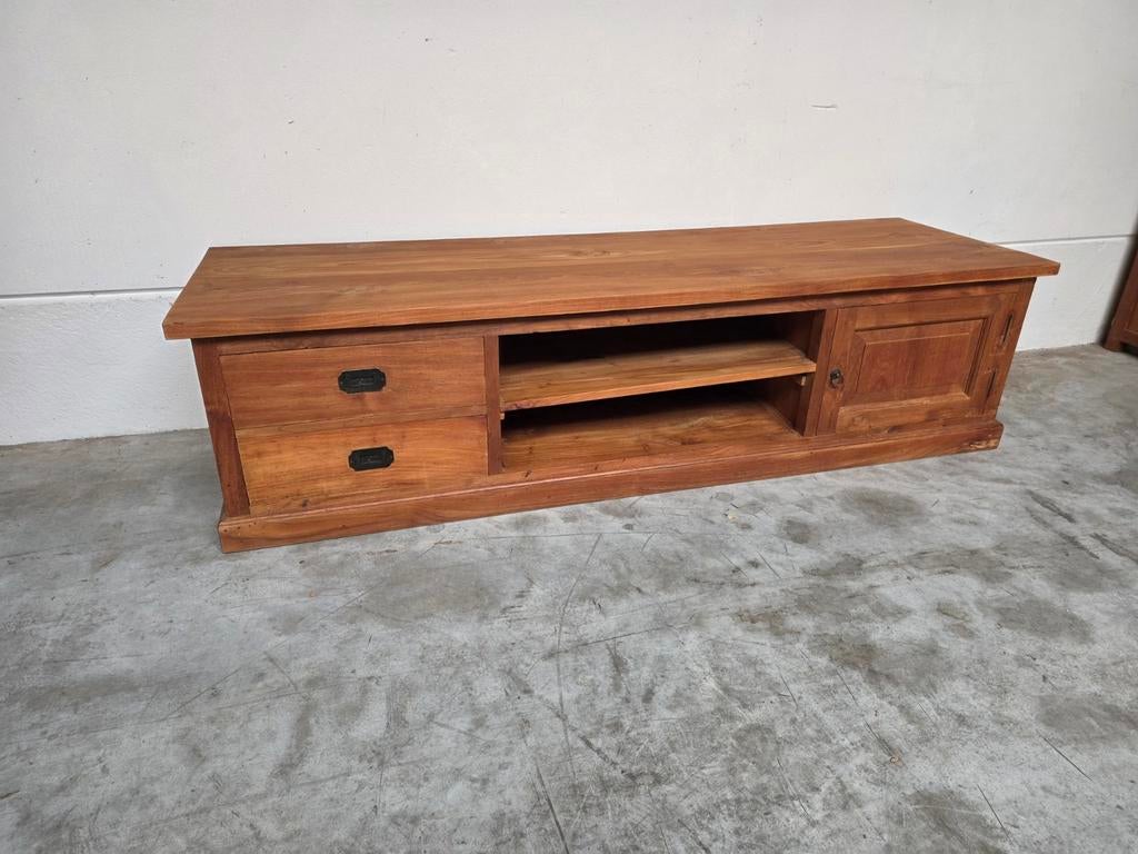 Mooi kwalitatief teakhouten tv meubel 180cm, Huis en Inrichting, Ophalen