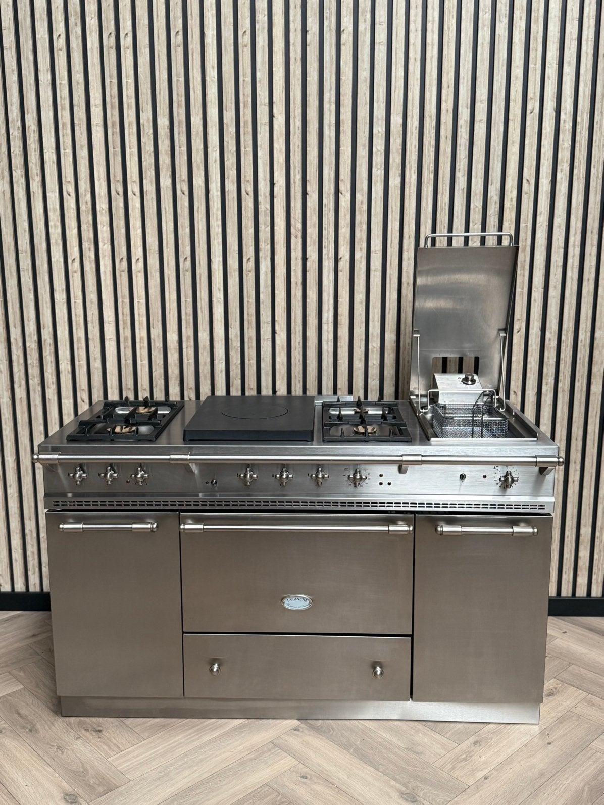 Lacanche Gas Inox 150cm + Hete Lucht + Warmhoudkast, Ophalen of Verzenden, Grill, Elektrisch