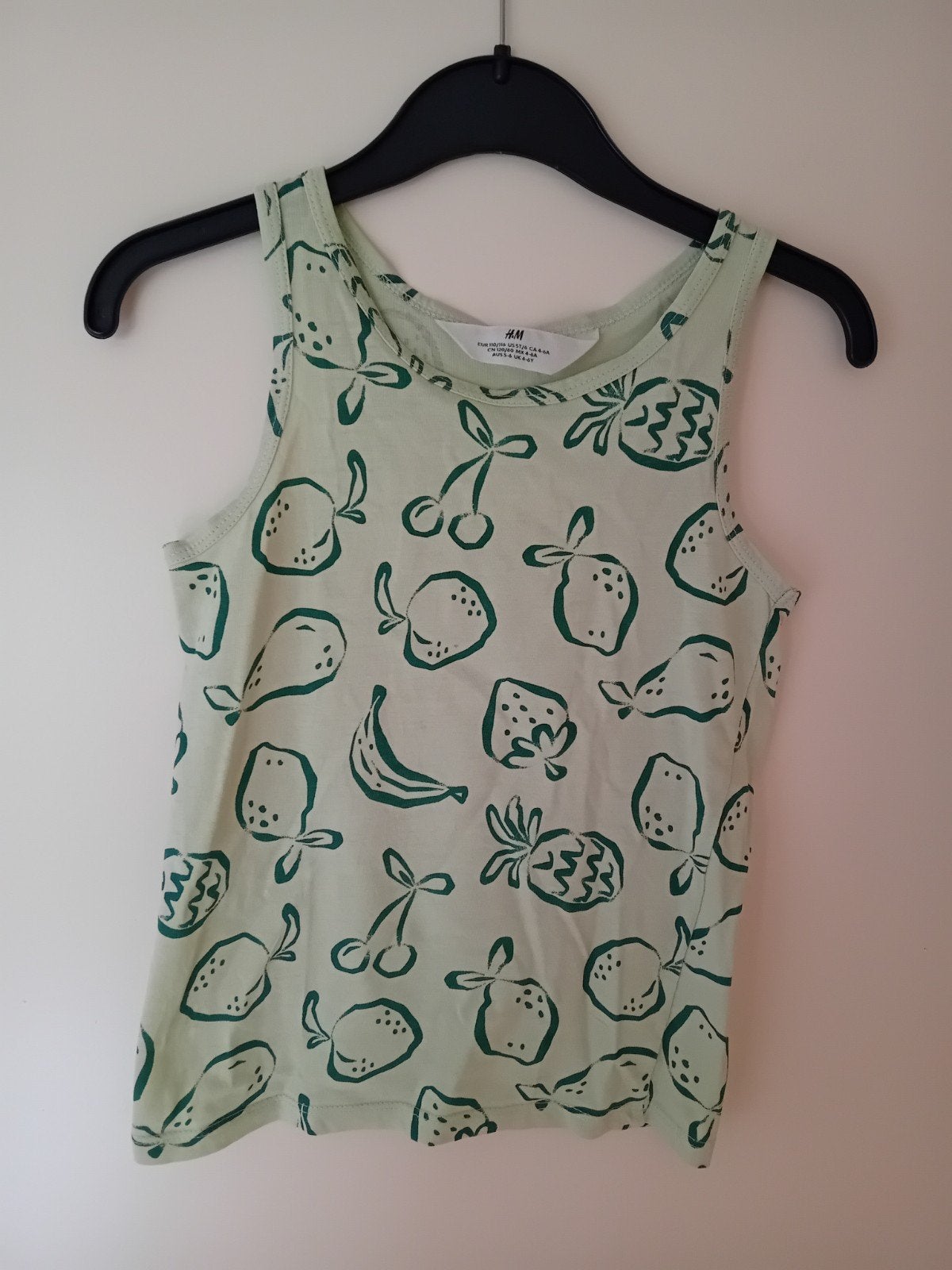 Groen topje fruit, Kinderen en Baby's, Kinderkleding | Maat 110, Gebruikt, Meisje, H&M, Ophalen of Verzenden