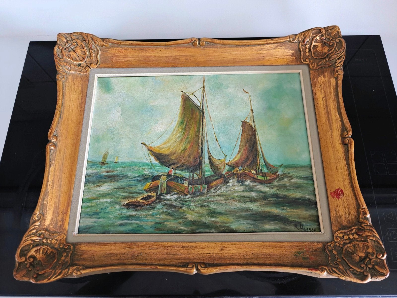 Paysage marin classique - huile sur toile - R.U.1958, Enlèvement