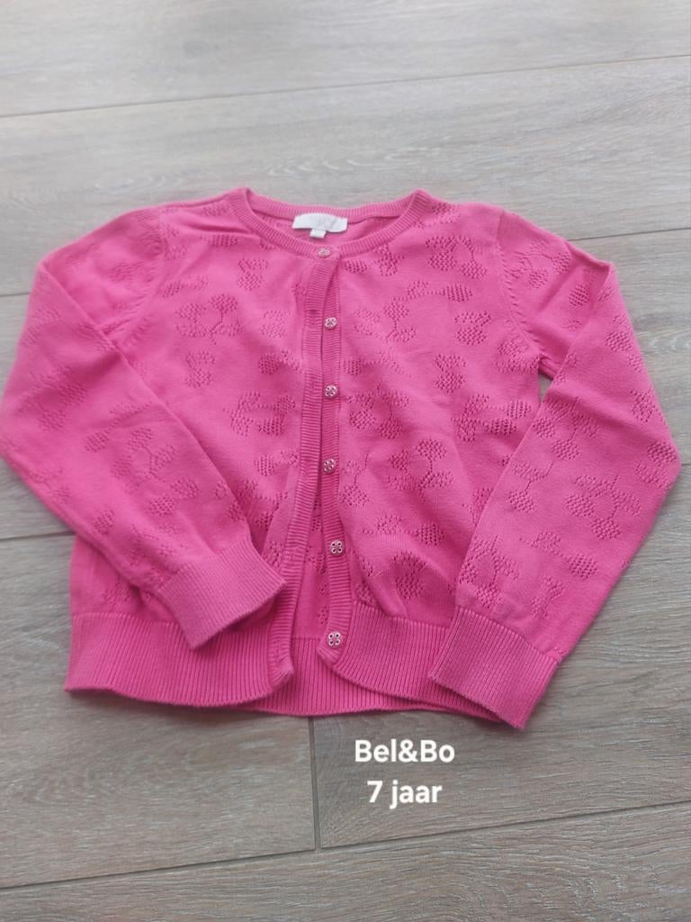Bel&Bo roze gilet maat 7 jaar, Meisje, Trui of Vest, Ophalen of Verzenden, Zo goed als nieuw