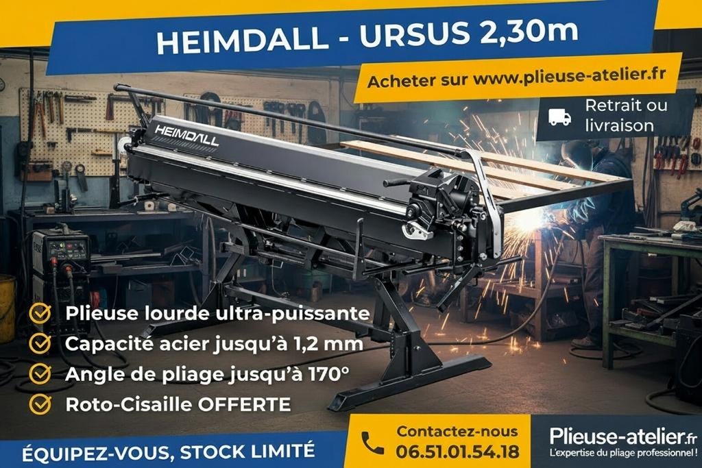 Plieuse HEIMDALL URSUS 2,30m (zinc,acier,...) + Accessoires
