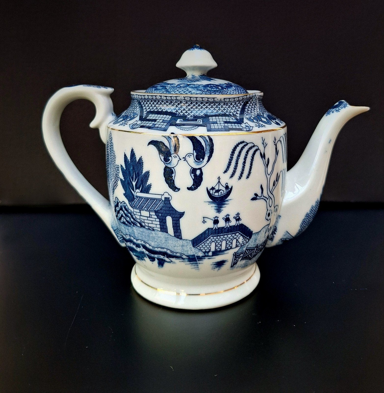 Leuke vintage grootmoeders theepot 'Blue Willow', Ophalen of Verzenden