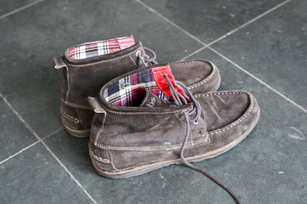 Herenschoenen daim maat 46, Bruin, Ophalen of Verzenden, Gedragen, Veterschoenen