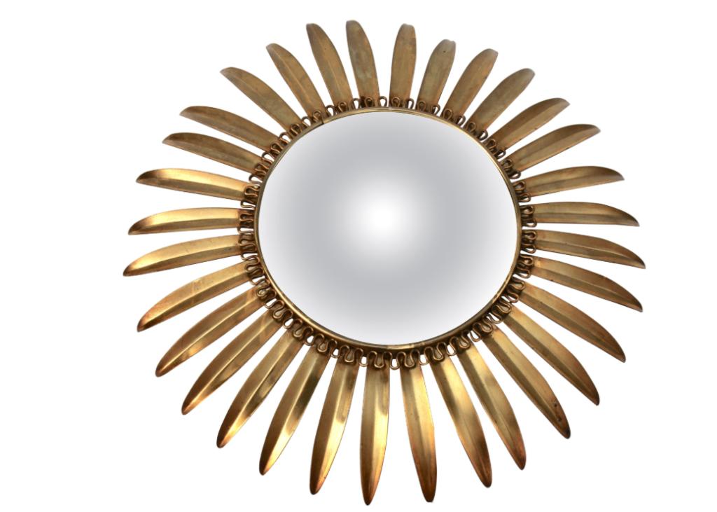 Deknudt Sunburst spiegel 1950, Antiek en Kunst, Ophalen of Verzenden, Rond, 50 tot 100 cm, Minder dan 100 cm