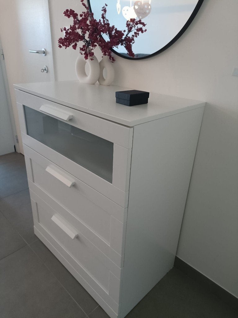 IKEA BRIMNES ladekast, 3 of 4 laden, Ophalen, Eikenhout, Modern