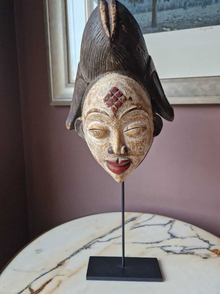 Punu Okuyi Mukuyi beschilderd masker Gabon, Sculpté, Afrique, Enlèvement ou Envoi, 30 cm