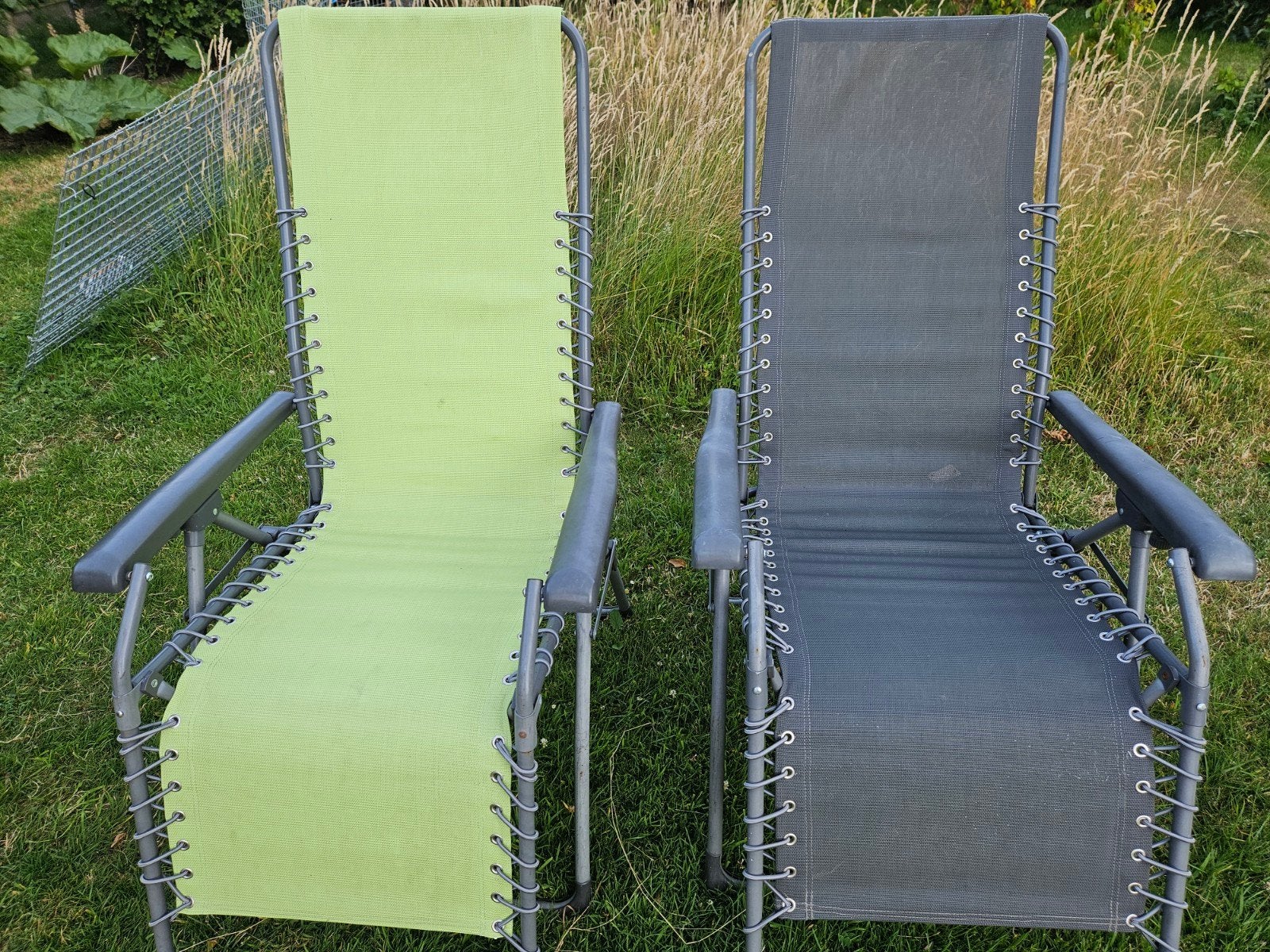 2 ligzetels, strandstoel, tuinstoel, Tuin en Terras, Ligbedden, Ophalen, Gebruikt, Metaal, Verstelbaar