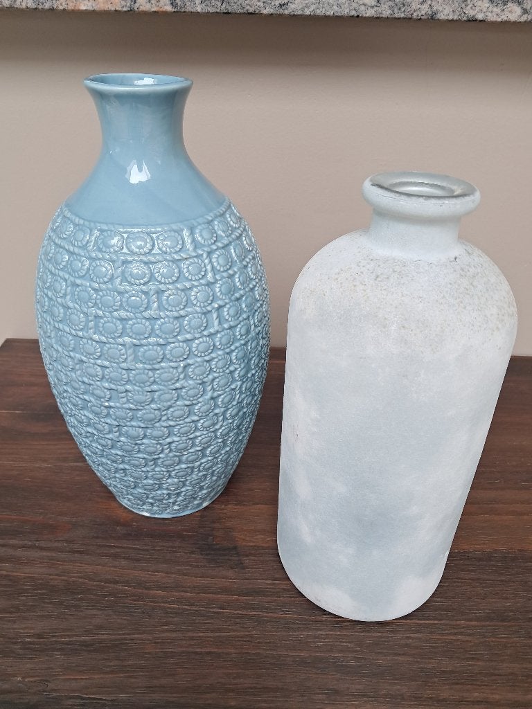 GRATIS 2 stijlvolle vazen, Ophalen of Verzenden, Gebruikt, Blauw, Glas