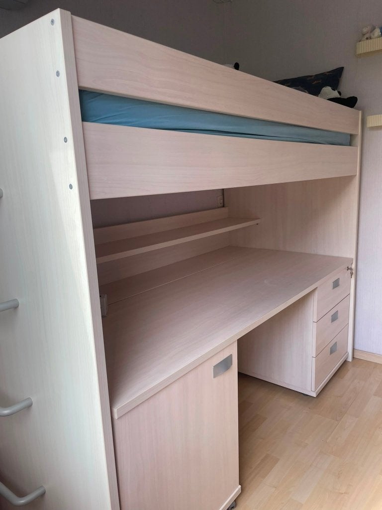 Hoogslaper met bureau, Huis en Inrichting, Slaapkamer | Bedden, Ophalen, Gebruikt