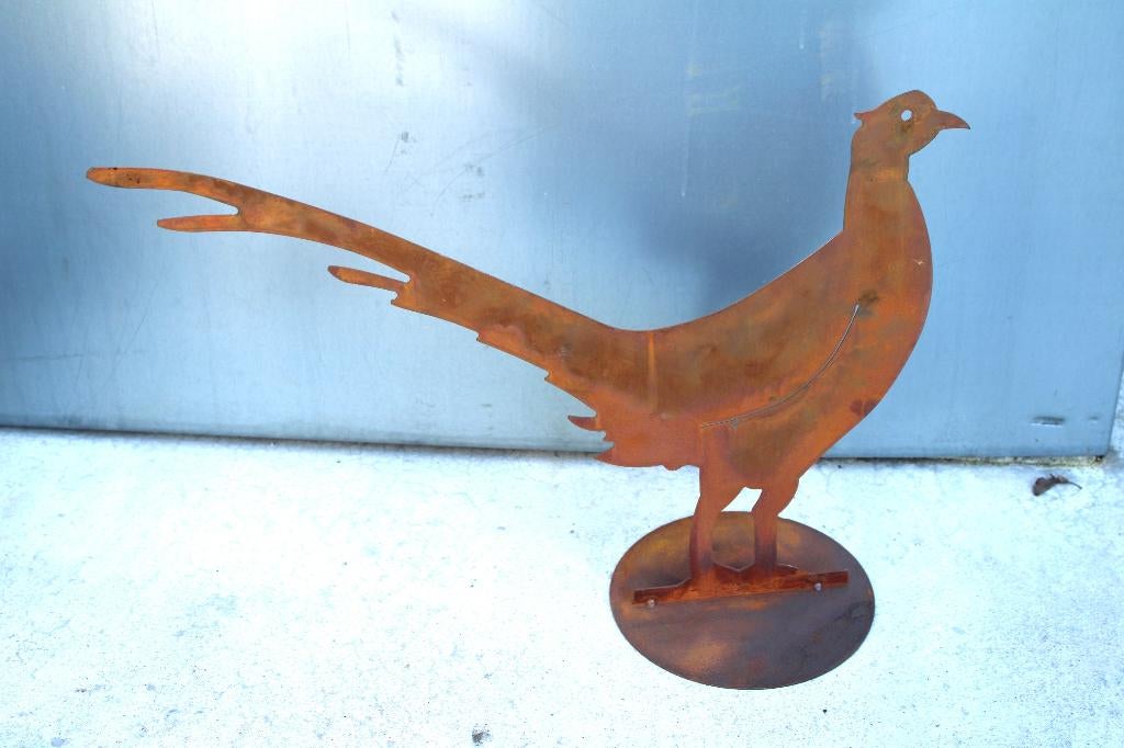 statue faisan en fer forgé rouillé sur plaque ., Enlèvement ou Envoi, Neuf