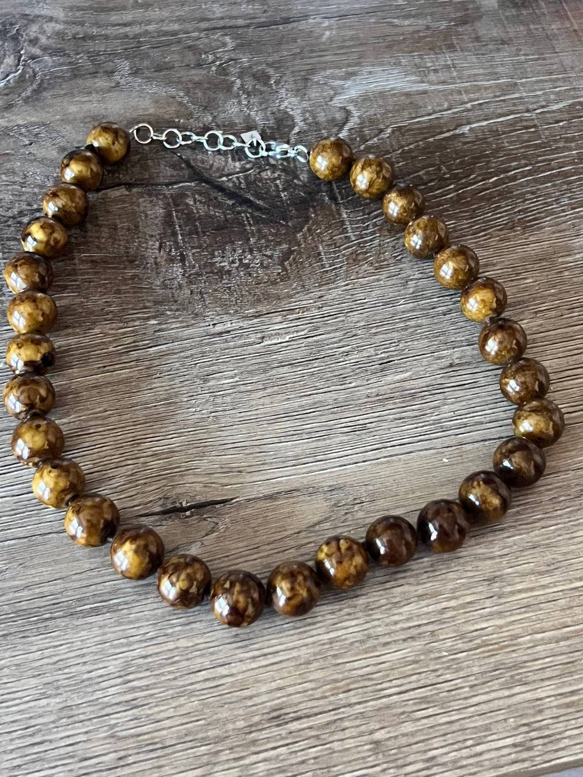 Ketting stenen kralen,verleng slotje Twice As Nice,L:51 cm,, Handtassen en Accessoires, Ophalen of Verzenden, Overige materialen