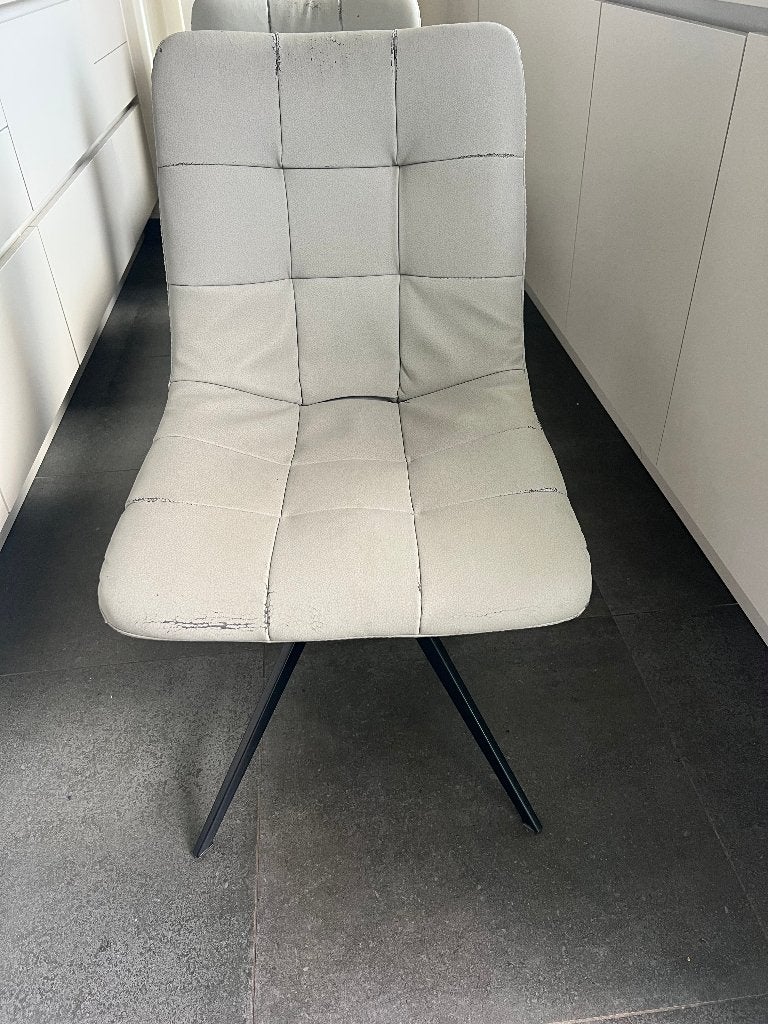 6 stoffen eetkamerstoelen met metalen poot, Ophalen, Grijs, Vijf, Zes of meer stoelen, Kunststof