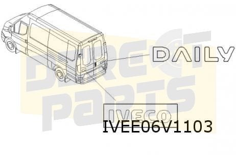 Embleem tekst Links achter ''IVECO"  Origineel   5801815871, -, -, Nieuw, -