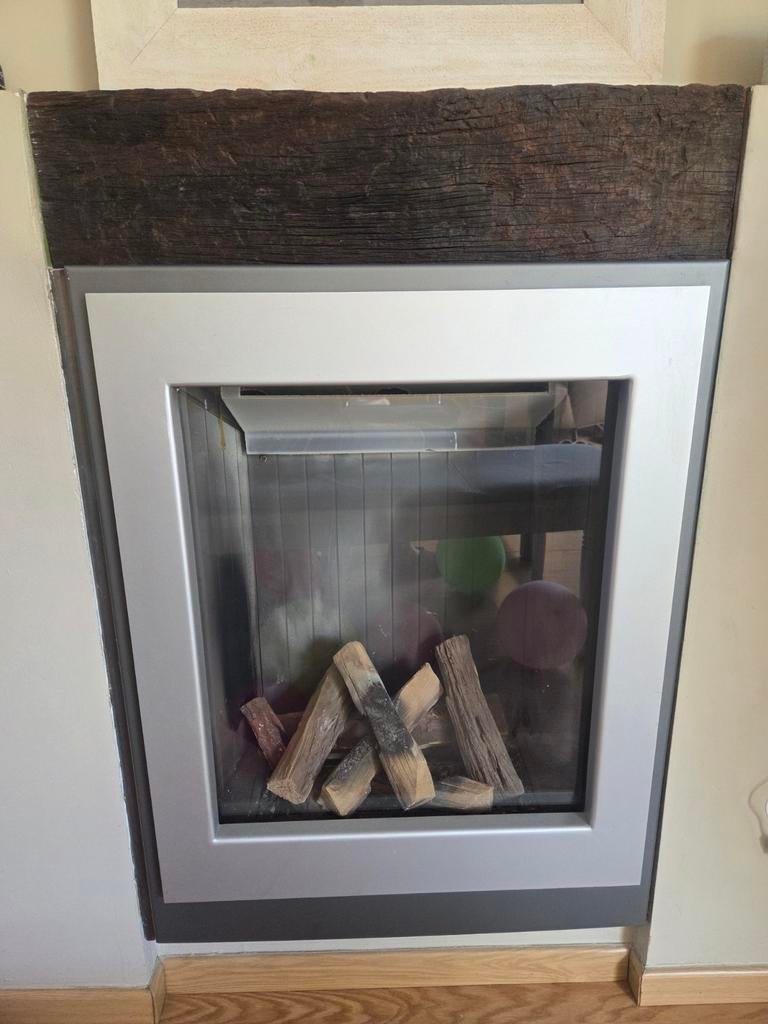 Hoogte 82cm, breedte 66cm antraciet en licht metaal, Huis en Inrichting, Ophalen, Gebruikt, Inbouwhaard, Gashaard